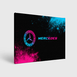 Холст прямоугольный Mercedes - neon gradient: надпись и символ, цвет: 3D-принт