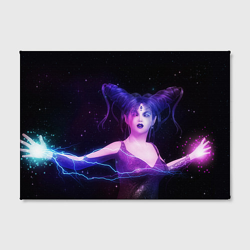 Картина прямоугольная Ведьма с голубыми и розовыми молниями / 3D-принт – фото 2