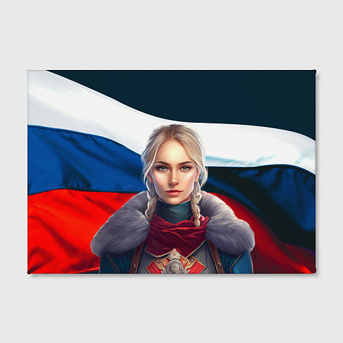 Картина прямоугольная Славянская девушка - флаг России / 3D-принт – фото 2