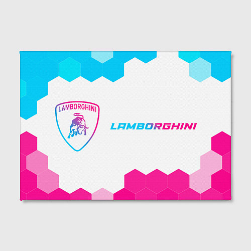 Картина прямоугольная Lamborghini neon gradient style: надпись и символ / 3D-принт – фото 2