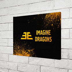 Холст прямоугольный Imagine Dragons - gold gradient: надпись и символ, цвет: 3D-принт — фото 2