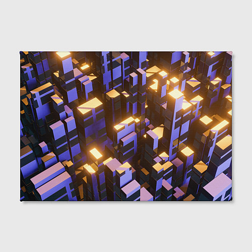 Картина прямоугольная Фиолетовые и светящиеся кубы / 3D-принт – фото 2