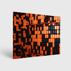 Картина прямоугольная Чёрные и оранжевые кубики
