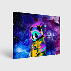 Холст прямоугольный Панда-космонавт в космосе - неон, цвет: 3D-принт