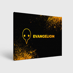 Холст прямоугольный Evangelion - gold gradient: надпись и символ, цвет: 3D-принт