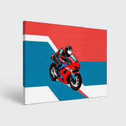 Холст прямоугольный Нарисованный мотоциклист, цвет: 3D-принт