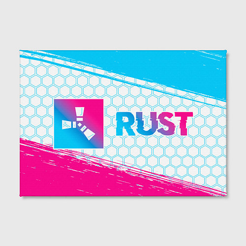 Картина прямоугольная Rust neon gradient style: надпись и символ / 3D-принт – фото 2
