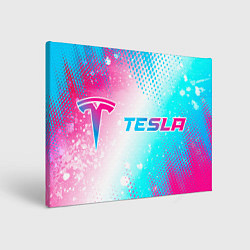 Картина прямоугольная Tesla neon gradient style: надпись и символ