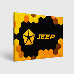 Холст прямоугольный Jeep - gold gradient: надпись и символ, цвет: 3D-принт