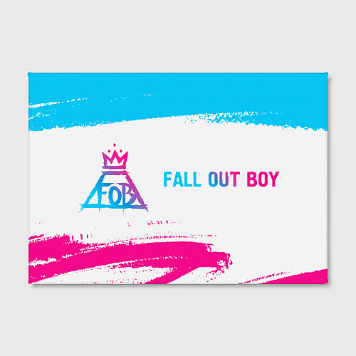 Картина прямоугольная Fall Out Boy neon gradient style: надпись и символ / 3D-принт – фото 2