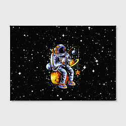 Холст прямоугольный Космонавт на рыбалке - неон, цвет: 3D-принт — фото 2
