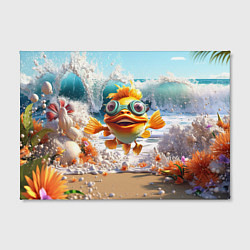 Холст прямоугольный Веселая рыбка в очках, цвет: 3D-принт — фото 2