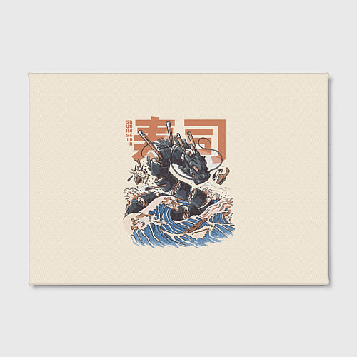 Картина прямоугольная Суши дракон с иероглифами в японском стиле / 3D-принт – фото 2