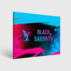 Холст прямоугольный Black Sabbath - neon gradient: надпись и символ, цвет: 3D-принт