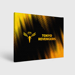 Холст прямоугольный Tokyo Revengers - gold gradient: надпись и символ, цвет: 3D-принт