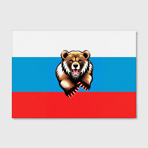Картина прямоугольная Российский флаг и медведь / 3D-принт – фото 2