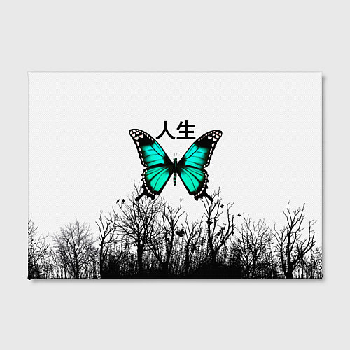 Картина прямоугольная С бабочкой на фоне японского иероглифа / 3D-принт – фото 2