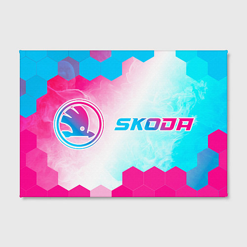 Картина прямоугольная Skoda neon gradient style: надпись и символ / 3D-принт – фото 2