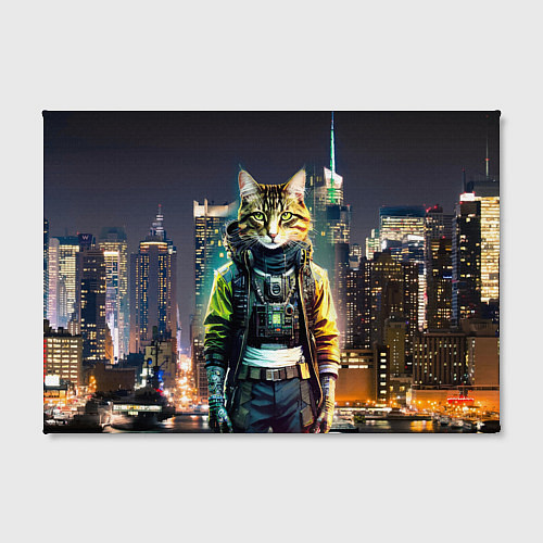 Картина прямоугольная Cool cat in New York city at night / 3D-принт – фото 2