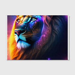 Холст прямоугольный Лев с радужной гривой и голубыми глазами, цвет: 3D-принт — фото 2