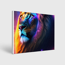 Холст прямоугольный Лев с радужной гривой и голубыми глазами, цвет: 3D-принт