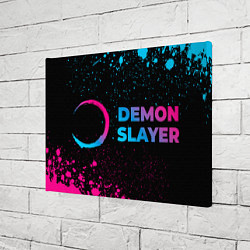 Холст прямоугольный Demon Slayer - neon gradient: надпись и символ, цвет: 3D-принт — фото 2