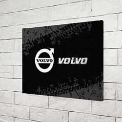 Холст прямоугольный Volvo speed на темном фоне со следами шин: надпись, цвет: 3D-принт — фото 2