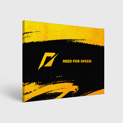 Холст прямоугольный Need for Speed - gold gradient: надпись и символ, цвет: 3D-принт