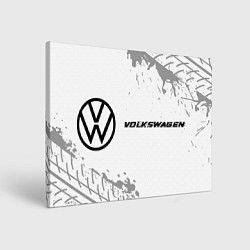 Холст прямоугольный Volkswagen speed на светлом фоне со следами шин: н, цвет: 3D-принт