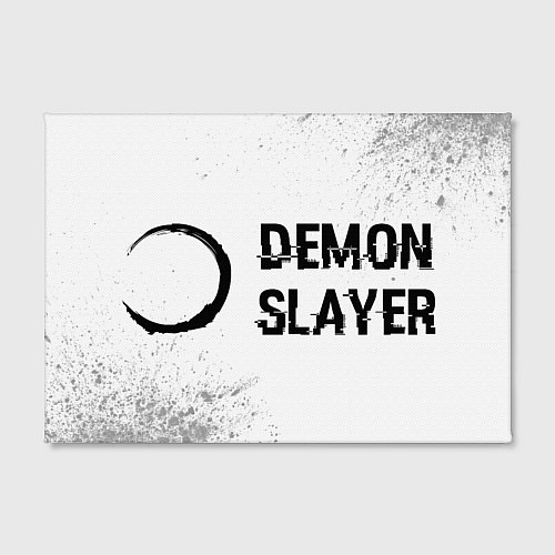 Картина прямоугольная Demon Slayer glitch на светлом фоне: надпись и сим / 3D-принт – фото 2