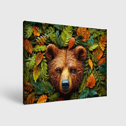 Картина прямоугольная Медведь в листьях