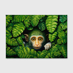 Холст прямоугольный Маленькая обезьянка в листьях, цвет: 3D-принт — фото 2