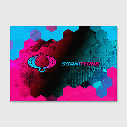 Картина прямоугольная SsangYong - neon gradient: надпись и символ / 3D-принт – фото 2