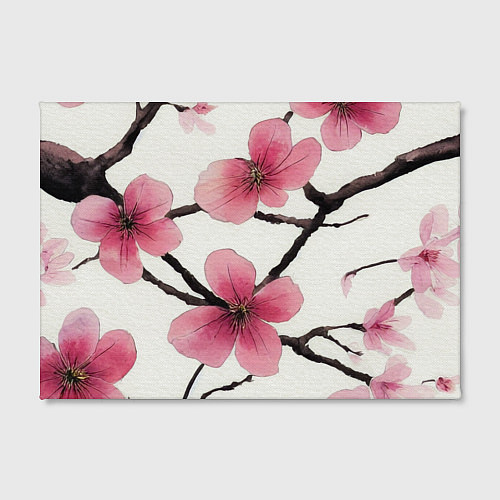 Картина прямоугольная Цветы и ветви японской сакуры - текстура холста / 3D-принт – фото 2