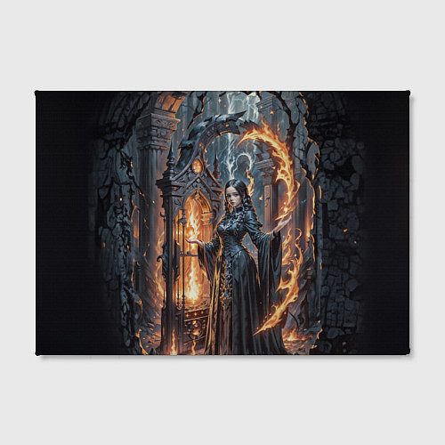 Картина прямоугольная Готическая ведьма и огонь в подземелье / 3D-принт – фото 2
