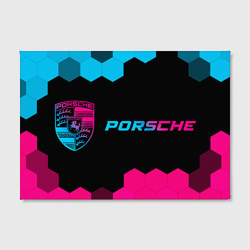 Картина прямоугольная Porsche - neon gradient: надпись и символ / 3D-принт – фото 2