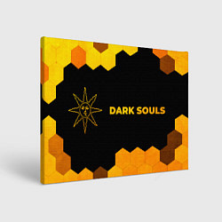 Холст прямоугольный Dark Souls - gold gradient: надпись и символ, цвет: 3D-принт