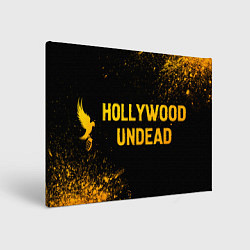 Холст прямоугольный Hollywood Undead - gold gradient: надпись и символ, цвет: 3D-принт