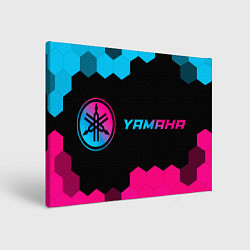 Холст прямоугольный Yamaha - neon gradient: надпись и символ, цвет: 3D-принт