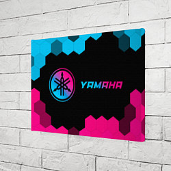 Холст прямоугольный Yamaha - neon gradient: надпись и символ, цвет: 3D-принт — фото 2