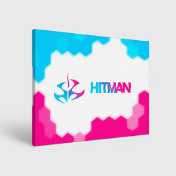 Холст прямоугольный Hitman neon gradient style: надпись и символ, цвет: 3D-принт