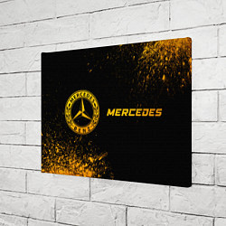 Холст прямоугольный Mercedes - gold gradient: надпись и символ, цвет: 3D-принт — фото 2