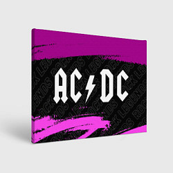 Холст прямоугольный AC DC rock legends: надпись и символ, цвет: 3D-принт