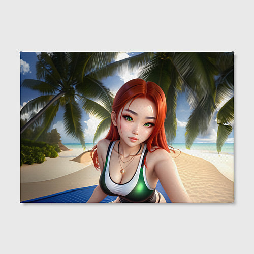 Картина прямоугольная Девушка с рыжими волосами на пляже / 3D-принт – фото 2