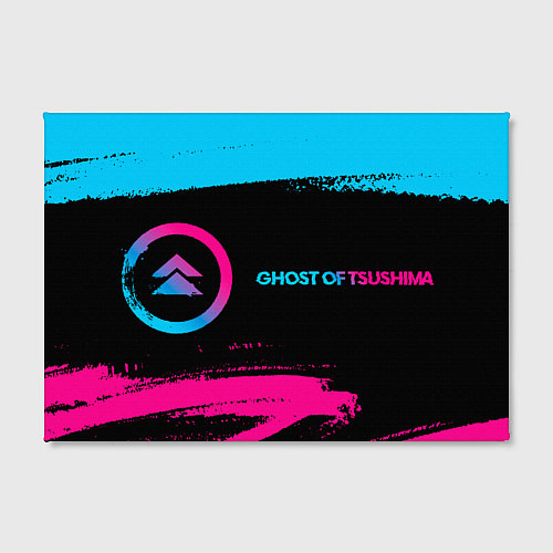 Картина прямоугольная Ghost of Tsushima - neon gradient: надпись и симво / 3D-принт – фото 2