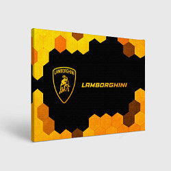 Холст прямоугольный Lamborghini - gold gradient: надпись и символ, цвет: 3D-принт