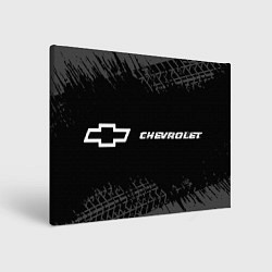 Холст прямоугольный Chevrolet speed на темном фоне со следами шин: над, цвет: 3D-принт