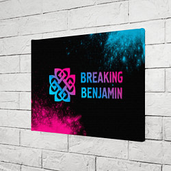Холст прямоугольный Breaking Benjamin - neon gradient: надпись и симво, цвет: 3D-принт — фото 2