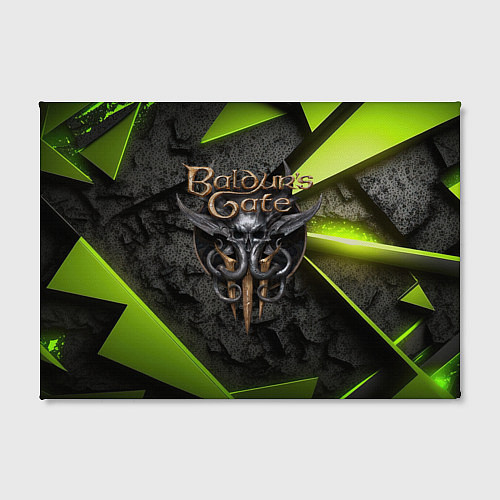 Картина прямоугольная Baldurs Gate 3 logo green abstract / 3D-принт – фото 2