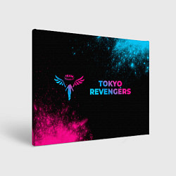 Холст прямоугольный Tokyo Revengers - neon gradient: надпись и символ, цвет: 3D-принт